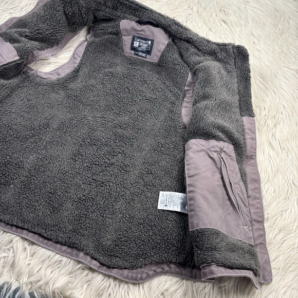 Carahartt Women's S Gray Washed Duck Mock Neck Vest Sherpa Fleece Lined Workwear - Picture 5 of 9